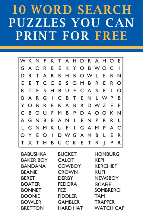 Large Print Word Search Printable For Seniors