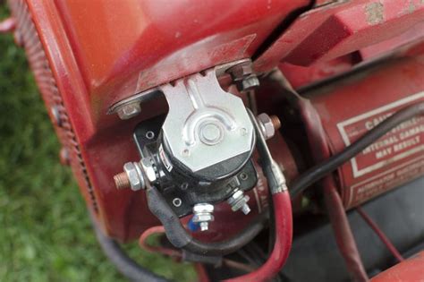 If there are two small solenoid terminals with nuts for wires on the solenoid then the wires could be mixed up. How to Check the Solenoid on a Riding Lawn Mower | Hunker