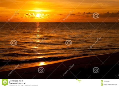 Bright Sunrise In Early Morning With Sand Beach Stock Image Image Of