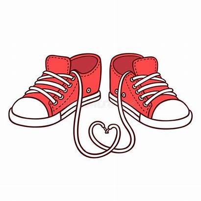 Shoes Pair Sneakers Vector Cartoon Drawing Shoelace
