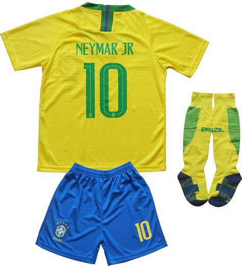 Fpf Brazil 10 Home Neymar Kids Soccer Football Jersey T Set Youth