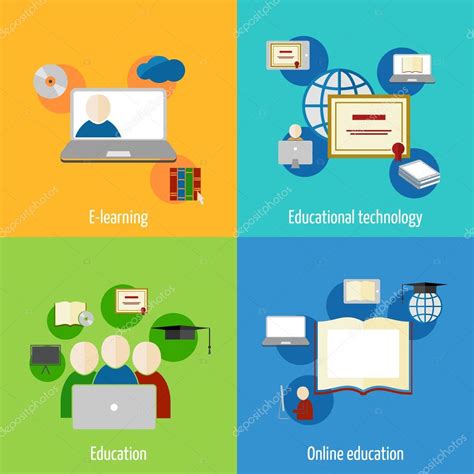 Online Education Icon Flat — Stock Vector © Macrovector 46938775