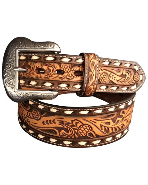 Roper Mens Tapered Floral Tooled Silver Buckle Belt Boot Barn