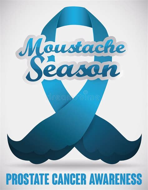 Blue Ribbon For Mustache Season And Prostate Cancer Awareness Campaign