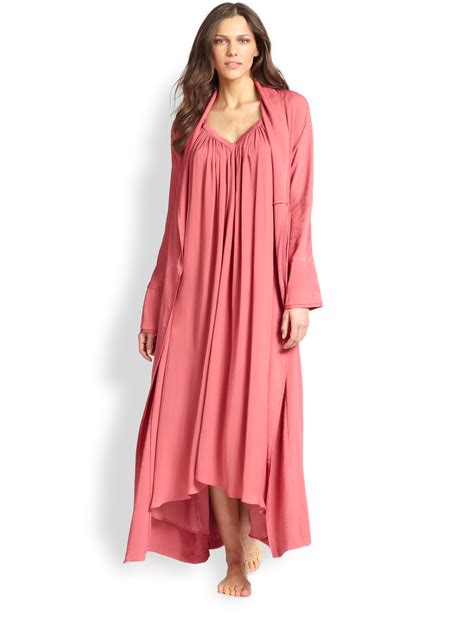 Lyst Donna Karan Silk Crepe Long Robe In Pink