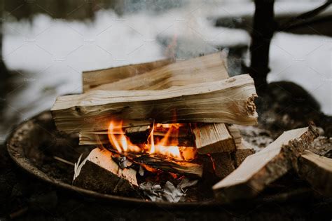 Winter Campfire Nature Stock Photos Creative Market