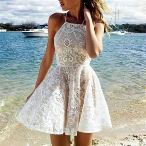 Buy Summer White Beach Dress Women Casual Sleeveless