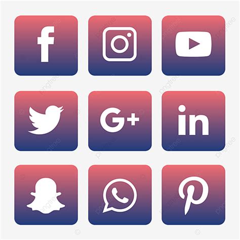 Gambar Ikon Media Sosial Mengatur Logo Vector Illustrator Sosial Media Ikon PNG Dan Vektor