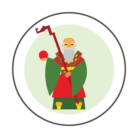 Wise Old Man Chinese Illustrations Royalty Free Vector