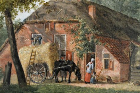 Landscape Oil Painting Of A Farm By Hermanus Van Brussel Bada
