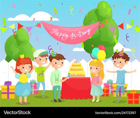 Kids Birthday Party In The Royalty Free Vector Image