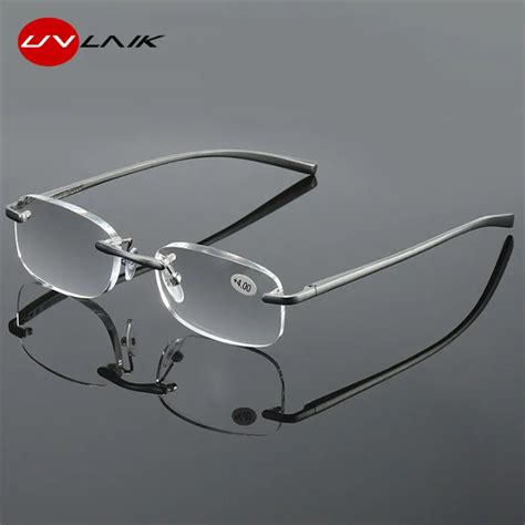 Uvlaik Frameless Reading Glasses Women Men Hd Lens Round Rimless Spectacles Presbyopia Reader