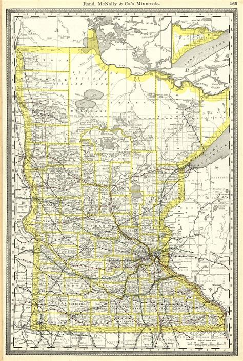 Rand, McNally & Co.'s Minnesota. (Published: Rand, McNally & Co. c1889. Chicago.) Double-page 