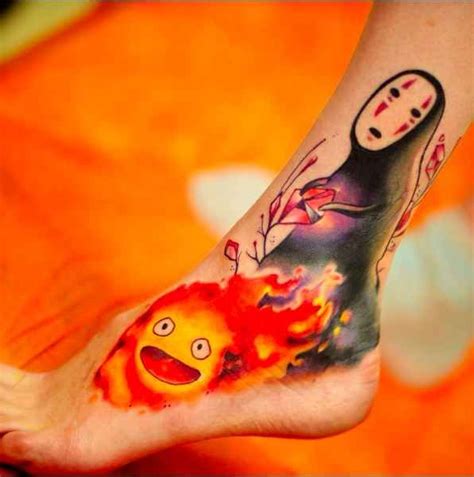 This Fiery Fusion Between Calcifer And No Face Modern Tattoos Love Tattoos Mini Tattoos New