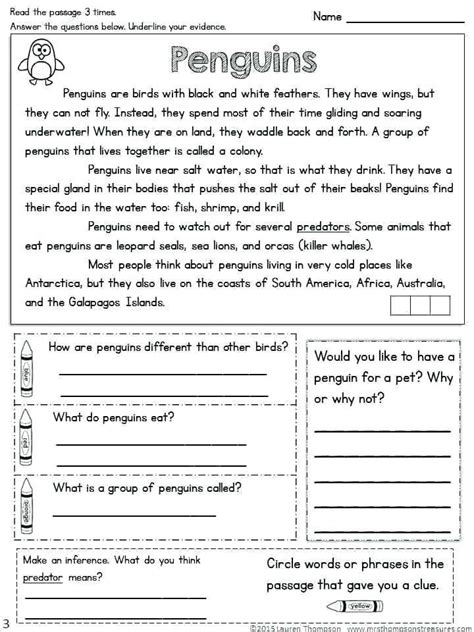 Reading Worksheet 3 Grade