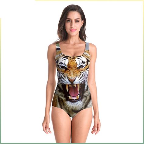 Designer Sexy Swimsuits Tiger Printing 3D Polyester Fabric One Piece