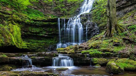 Moss Waterfall Rocks Mac Wallpaper Download | AllMacWallpaper