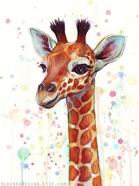 Baby Giraffe Watercolor Art Print Nursery Art Baby Animal Art Baby