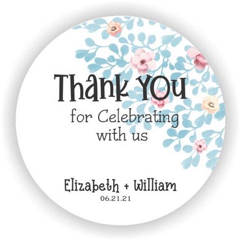 Thank You For Celebrating With Us Stickers Watercolor Floral Bridal