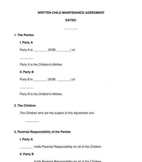 Child Maintenance Agreement Template Word And Pdf