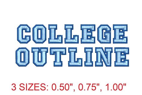 College Outline Embroidery Font · Creative Fabrica