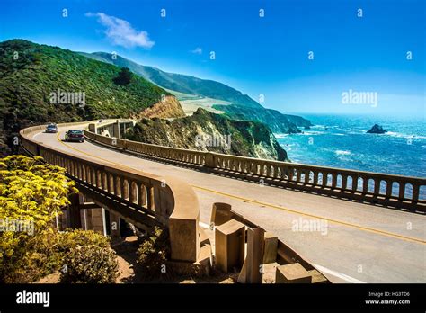 Bixby Creek Bridge On Highway 1 At The Us West Coast Traveling South
