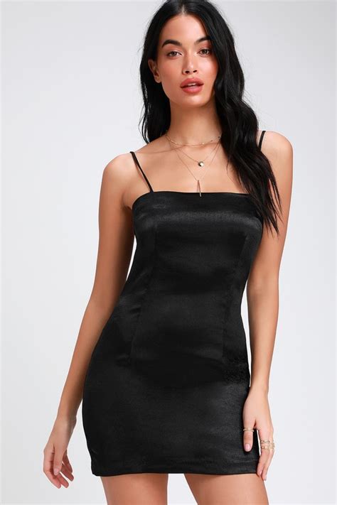 Sultry Mini Dress Satin Mini Dress Black Satin Dress Lbd Lulus