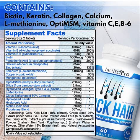 Thick Hair Growth Vitamins Anti Hair Loss Dht Blocker Nutrapro