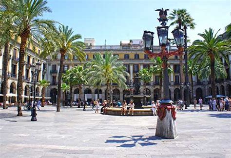 Plaça Reial Square In Barcelonas Gothic Quarter