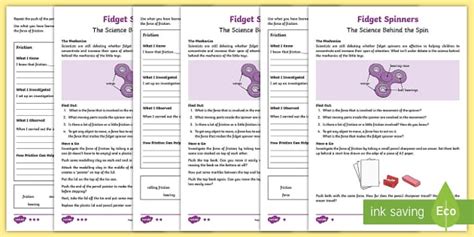 fidget spinners the science behind the spin differentiated worksheet