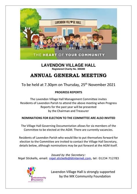 Lavendon Village Hall 2021 Agm Lavendon Connection