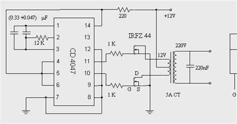 DC to AC Inverter with IC CD4047 | diagrams circuit