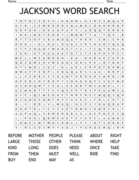 Jacksons Word Search Wordmint