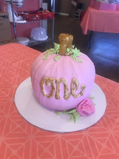 Pink Pumpkin Birthday Cake Pumpkin Birthday Pumpkin First Birthday