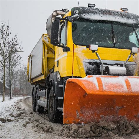 Snowplow Clearing Road Winter Service Editorial Image Image Of