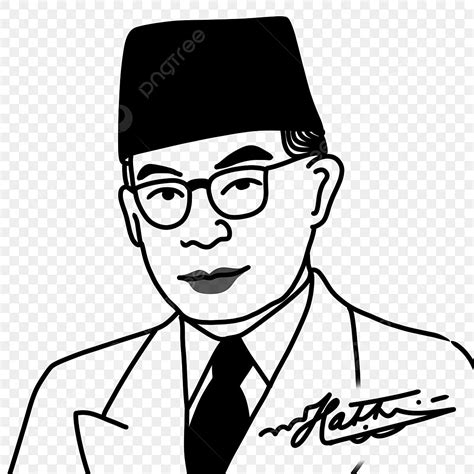 Drs Mohammad Hatta Line Art Podpis Niepodległość Indonezji Bohater