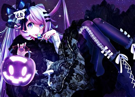 1920x1080px 1080p free download happy halloween purple girl halloween anime pumpkin