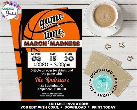March Madness Basketball Party Invitation March Madness Etsy