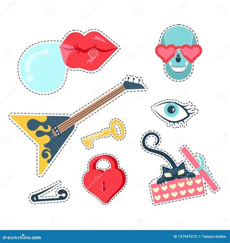 Trendy Patches Badges Stickers And Pins Stock Illustration