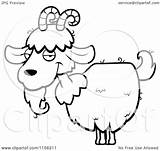 Goat Cartoon Horns Beard Clipart Outlined Coloring Vector Cory Thoman Regarding Notes sketch template