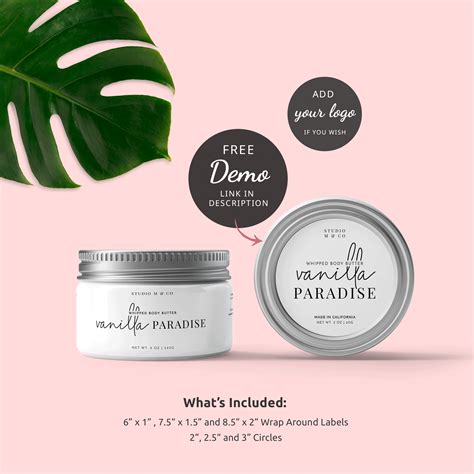 Cosmetics Jar Label Template Minimal Body Product Labels Diy