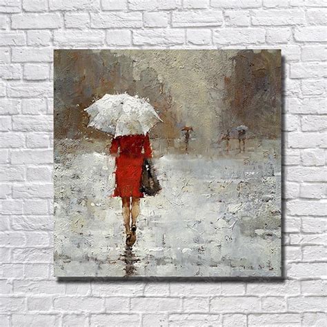 Buy Red Dressing Beautiful Lady Walking In Rain Street