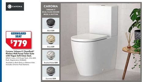 Caroma Urbane Ii Cleanflush Rimless Wall Faced Toilet Suite With Vogue