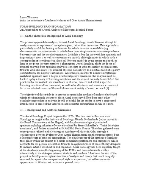 Traditionally, however, musical form in western music has been primarily associated with the order of melodic, harmonic, and rhythmic events (or the text) in a piece. 169630832 an Approach to the Aural Analysis of Emergent ...