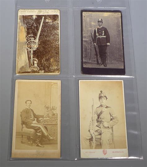 Four Victorian Military Subject Soldiers Cannon Carte De Visite Cdv