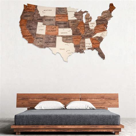 Buy 3d Wood Map Of United States Wooden Wall Art Wooden Map Dorm Decor