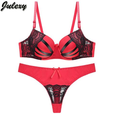 Julexy New 2018 Bra Brief Set Sexy Thongs Women Bra Set Push Up Lace