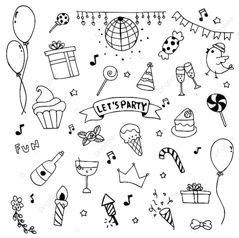 Hand Drawn Party Doodle Doodles Design Holiday Love Png And Vector