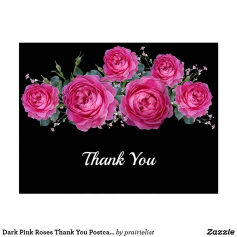 Dark Pink Roses Thank You Postcard Thank You Messages Gratitude Thanks