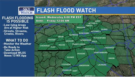 Flash Flood Watch Issued For All Of Western North Carolina Wlos